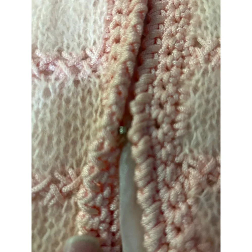 Vintage Cyn Les Mohair Wool Sweater Womens M Used Pink Short Sleeve Lined - Picture 10 of 13